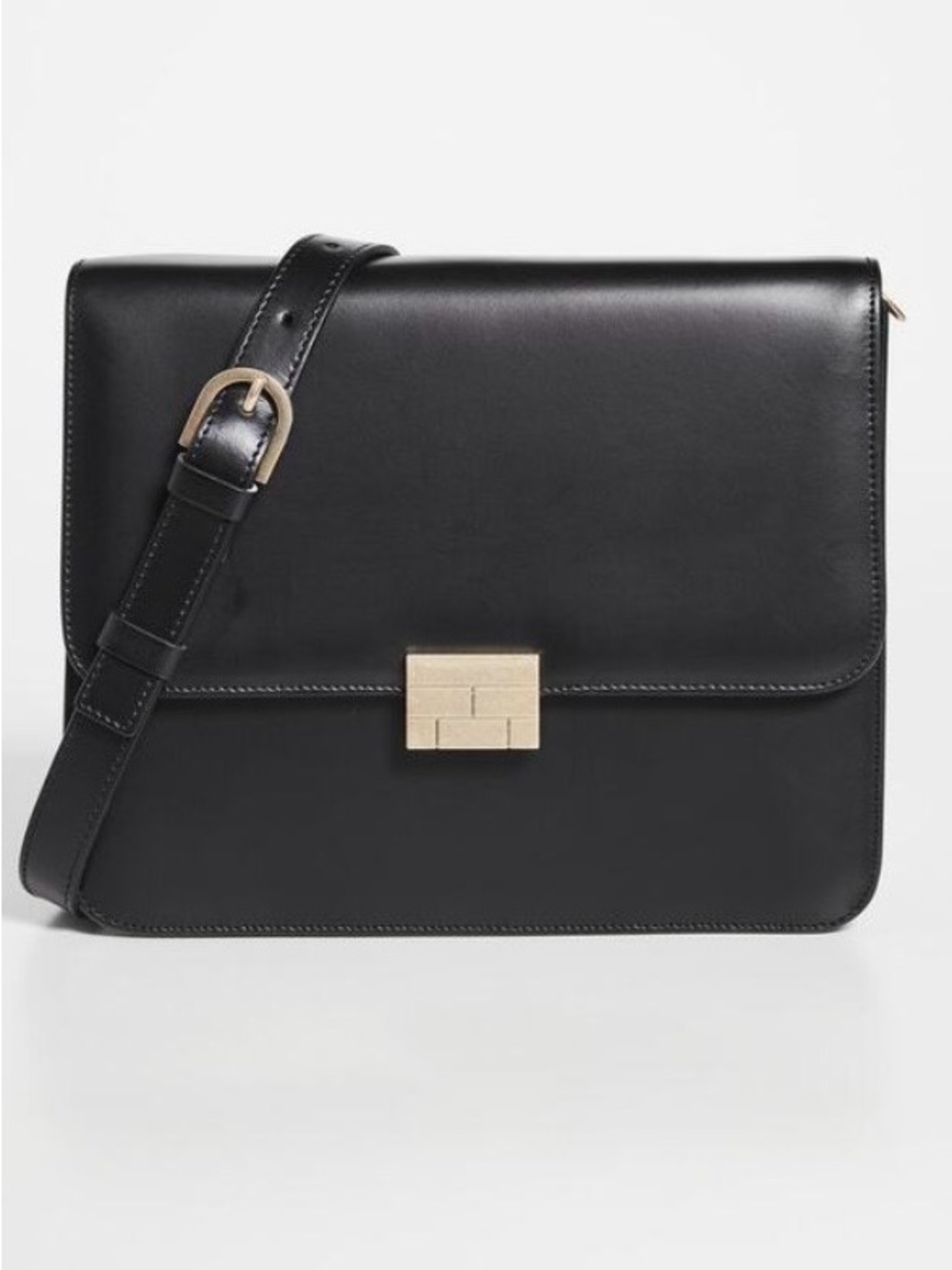 FRAME Black Leather Crossbody Shoulder Bag with Gold Hardware